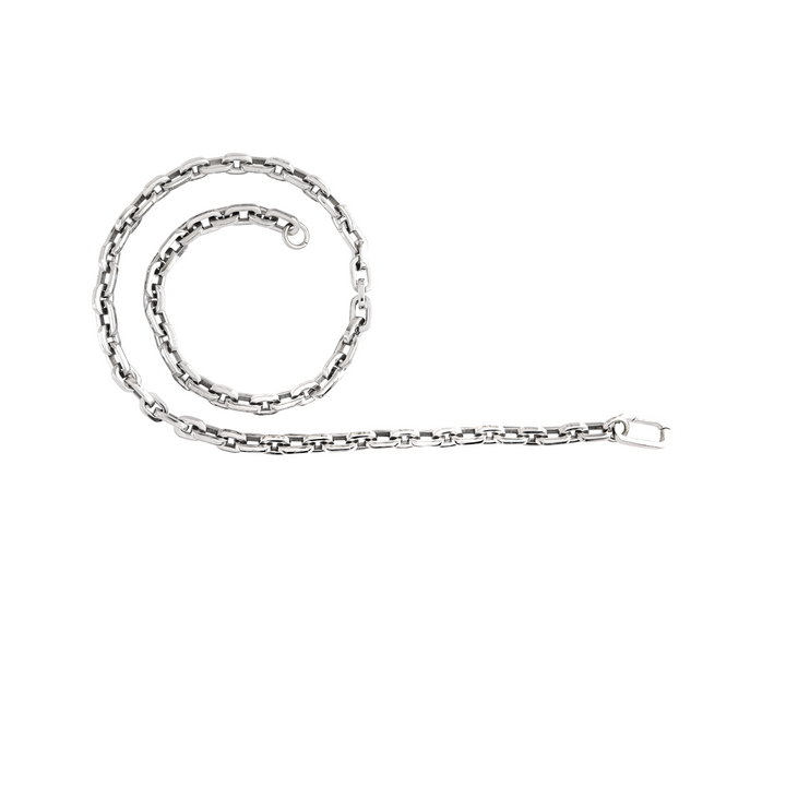 The Just Click Puerto Silver Chain, a single silver chain with a silver lobster clasp closure. ||| SILVER