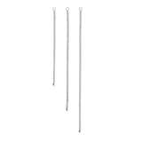 Three Tennis Earring Chains, a single long silver chain earring with tiny sparkling stones.||| SILVER