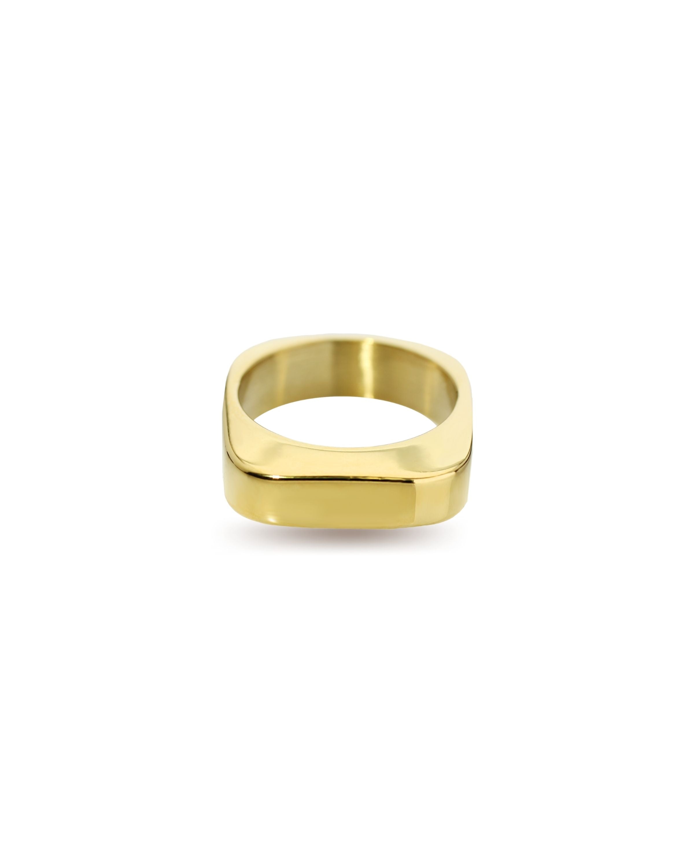 The RECTANGLE RING which is an 18k Gold plated rectangular shaped ring.