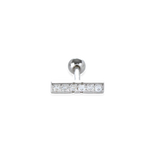 The Diamond Line Piercing, a sleek silver-tone stud featuring a horizontal row of sparkling cubic zirconia, perfect for minimalist elegance.