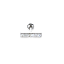 The Diamond Line Piercing, a sleek silver-tone stud featuring a horizontal row of sparkling cubic zirconia, perfect for minimalist elegance.