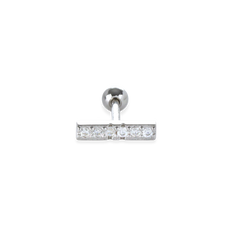 The Diamond Line Piercing, a sleek silver-tone stud featuring a horizontal row of sparkling cubic zirconia, perfect for minimalist elegance.