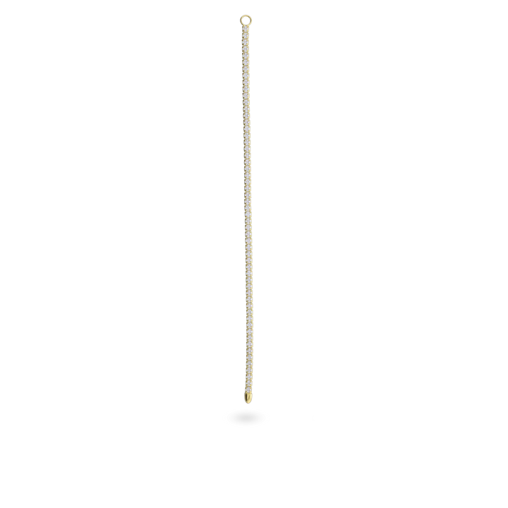 The Tennis Earring Chain, a single long gold chain earring with tiny sparkling stones.||| GOLD