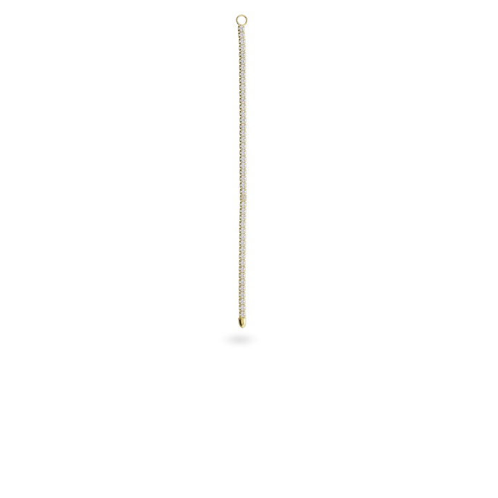 The Tennis Earring Chain, a single long gold chain earring with tiny sparkling stones.||| GOLD
