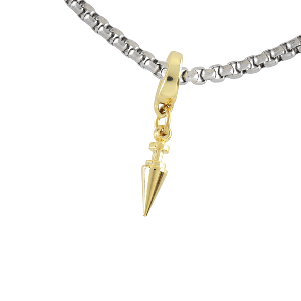 Silver chain with the SPIKE BULKY CHARM which is made of 18k gold plated Sterling silver charm.