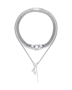 THE NEEDLE AND THE TENNIS LAYERED NECKLACE SET