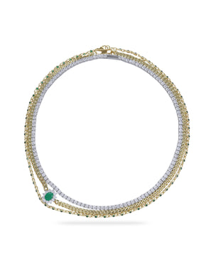 EMERALD DROPS LAYERED NECKLACE SET