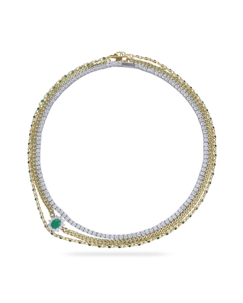 EMERALD DROPS LAYERED NECKLACE SET