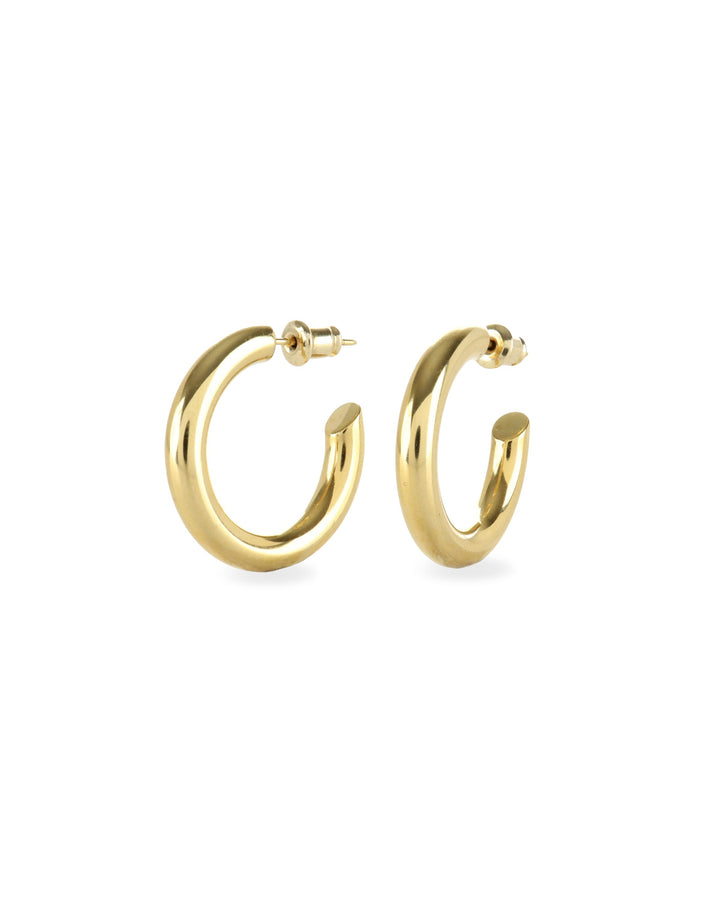 The SLIM BAGEL HOOPS which is a pair of gold bagel inspired hoops.