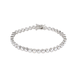 BUBBLE TENNIS BRACELET which is classic Tennis Bracelet featuring a row of 3mm Moissanite round diamonds set in a silver band