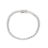 BUBBLE TENNIS BRACELET which is classic Tennis Bracelet featuring a row of 3mm Moissanite round diamonds set in a silver band