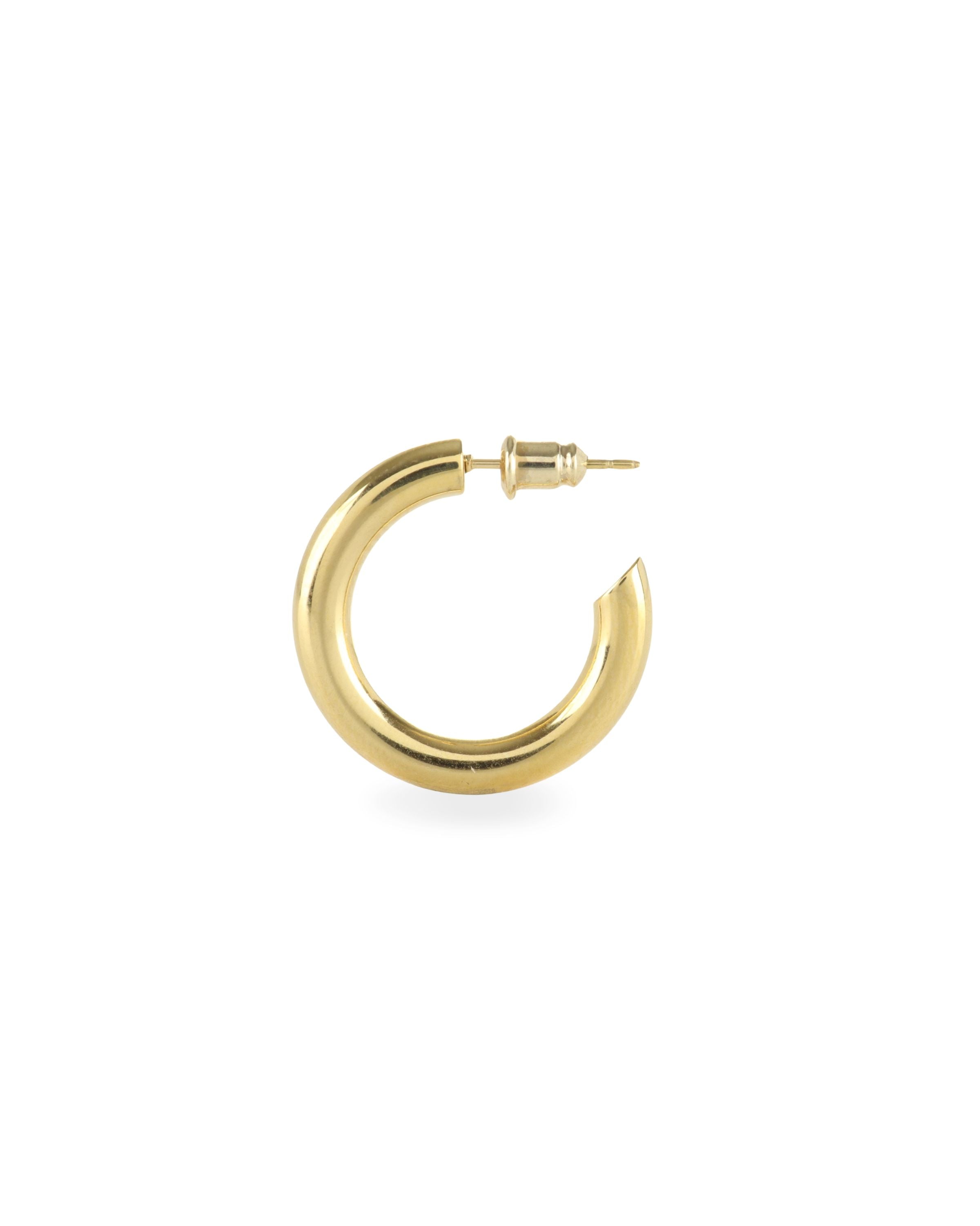 The SLIM BAGEL HOOPS which is a gold bagel inspired hoops.
