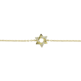 The Fine Guiding Star Bracelet, a delicate gold chain bracelet featuring a star-shaped charm encrusted with sparkling crystals. This elegant piece adds a touch of celestial-inspired beauty, perfect for wearing alone or layering with other bracelets for a stylish, meaningful look.