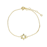 The Fine Guiding Star Bracelet, a delicate gold chain bracelet featuring a star-shaped charm encrusted with sparkling crystals. This elegant piece adds a touch of celestial-inspired beauty, perfect for wearing alone or layering with other bracelets for a stylish, meaningful look.