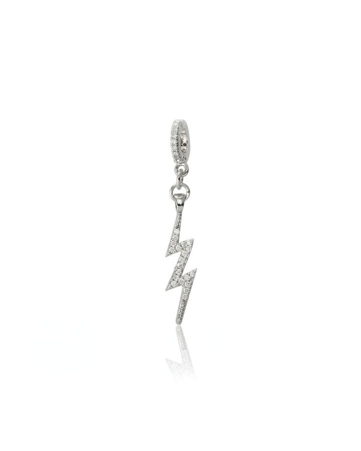 The LIGHTNING BOLT CLIP ON CHARM which is made of Pave Clip on Stainless steel 18k gold plated lighting bolt charm.