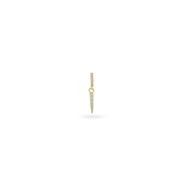 The JUST CLICK SPIKE CHARM which is made of Sterling silver 18k gold plated encrusted zirconia long spike charm.