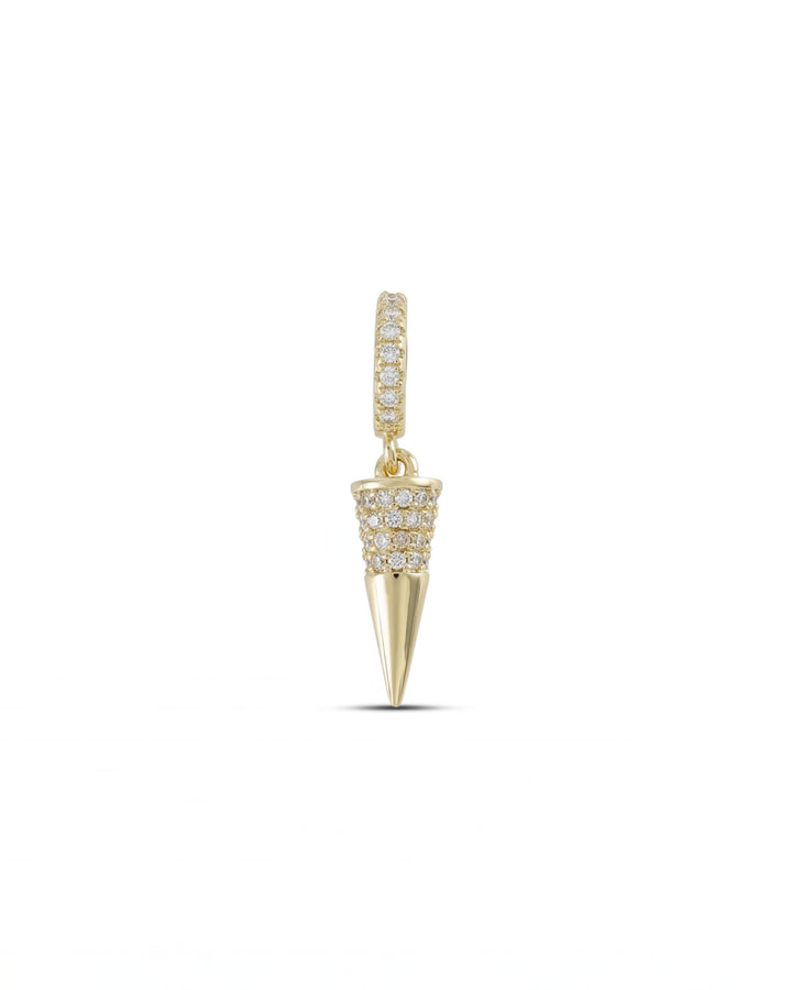 The JUST CLICK PAVE SPIKE CHARM which is made of Sterling silver 18k gold plated encrusted zirconia spike pave charm.
