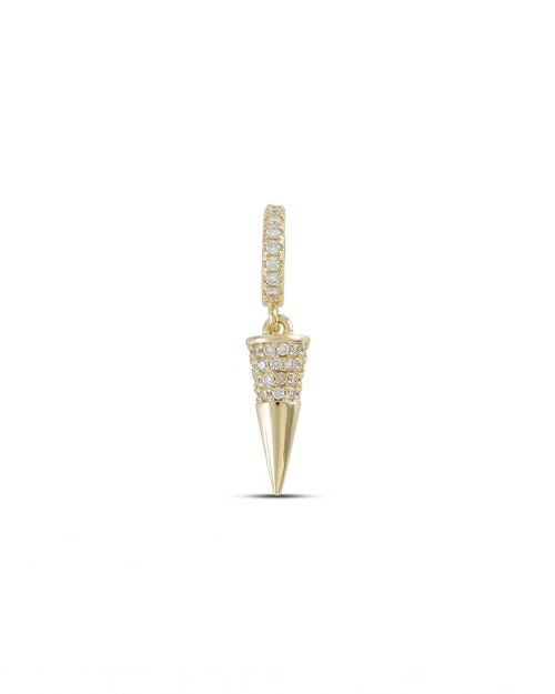 The JUST CLICK PAVE SPIKE CHARM which is made of Sterling silver 18k gold plated encrusted zirconia spike pave charm.