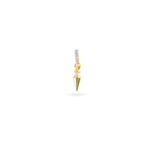 The JUST CLICK ROUND SPIKE CHARM which is made of Sterling silver 18k gold plated spike charm. The link to where the necklace goes is encrusted with zirconia.