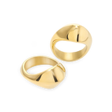 Gold CHUNKY DOME RING SET featuring two bold, sculptural rings with a modern, high-shine finish for a statement look. ||| GOLD