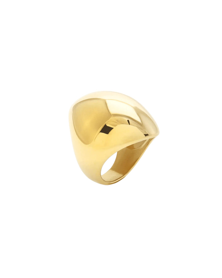 Gold FIERCE RING featuring a bold, sculptural design with a high-shine finish, making a powerful statement piece. ||| GOLD
