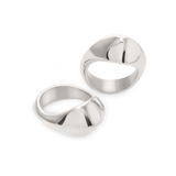 Silver CHUNKY DOME RING SET featuring two bold, sculptural rings with a modern, high-shine finish for a statement look.||| SILVER