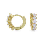 The TINY HUGGIES which is made of 18K gold plated huggies earring covered in Cubic zirconia and has an outer diameter size of 0.9 mm.||| GOLD