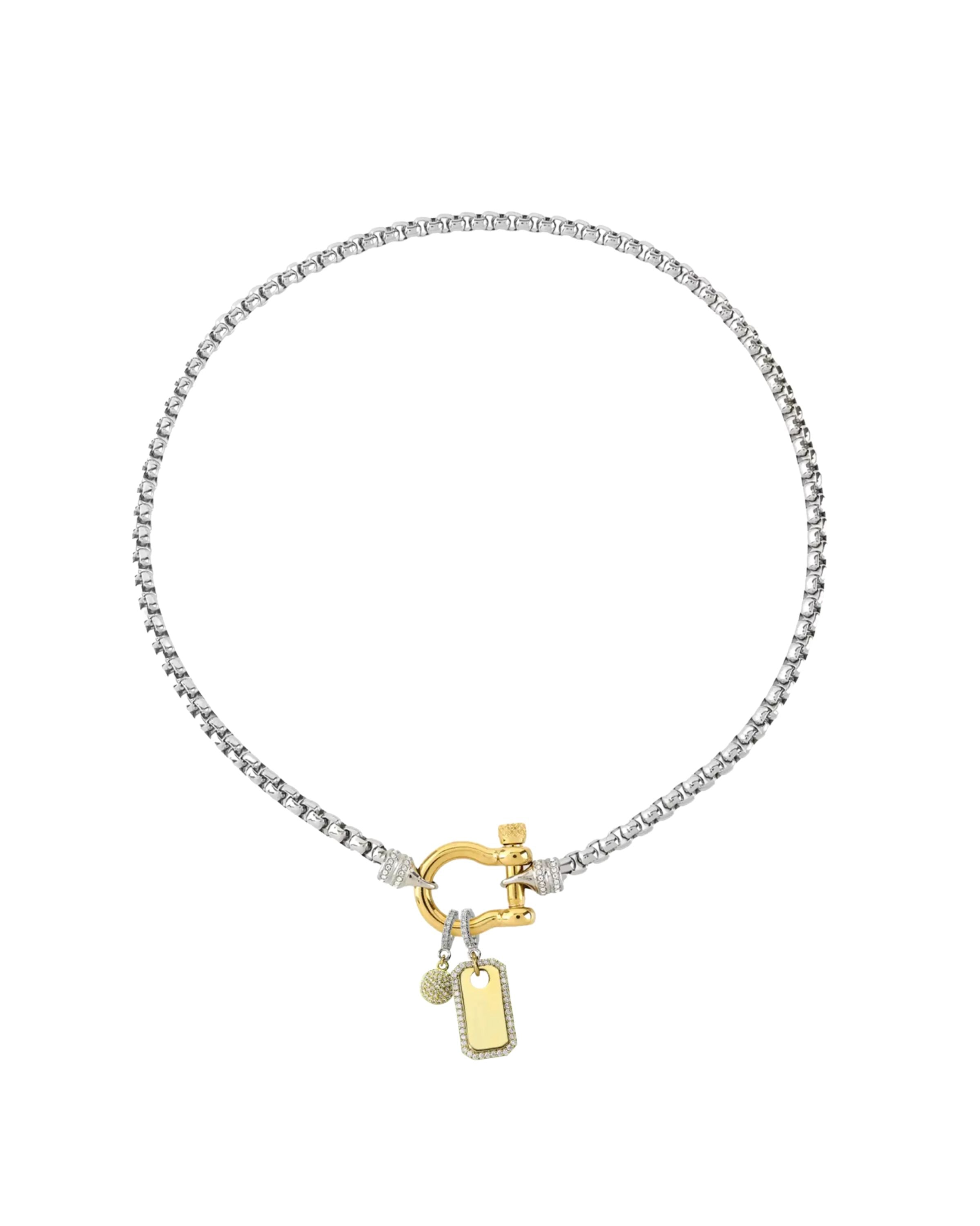 The Herradura Signature Charm Party, a mixed-metal necklace featuring a silver chain, gold-tone clasp, and 2 charm accents. ||| GOLD