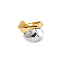 Gold and silver CHUNKY DOME RING SET featuring two bold, sculptural rings with a modern, high-shine finish for a statement look. ||| MIX