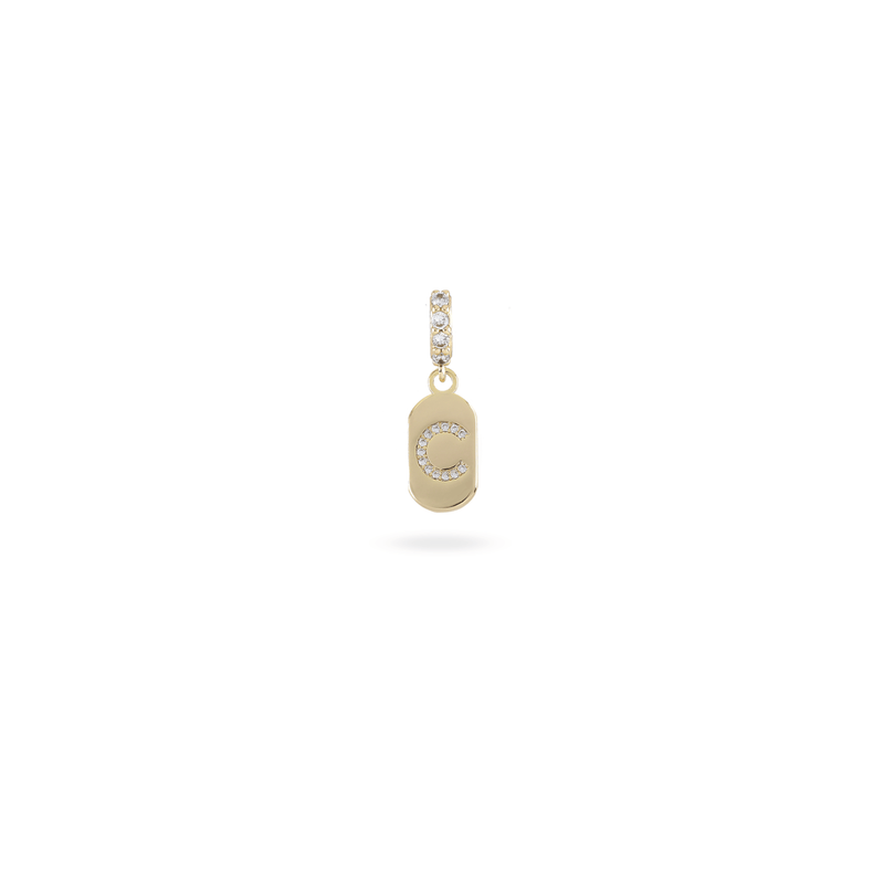 The LETTER JUST CLICK CHARM which is made of gold filled encrusted zirconia letter "C" initial. 