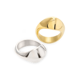 Gold and silver CHUNKY DOME RING SET featuring two bold, sculptural rings with a modern, high-shine finish for a statement look. ||| MIX
