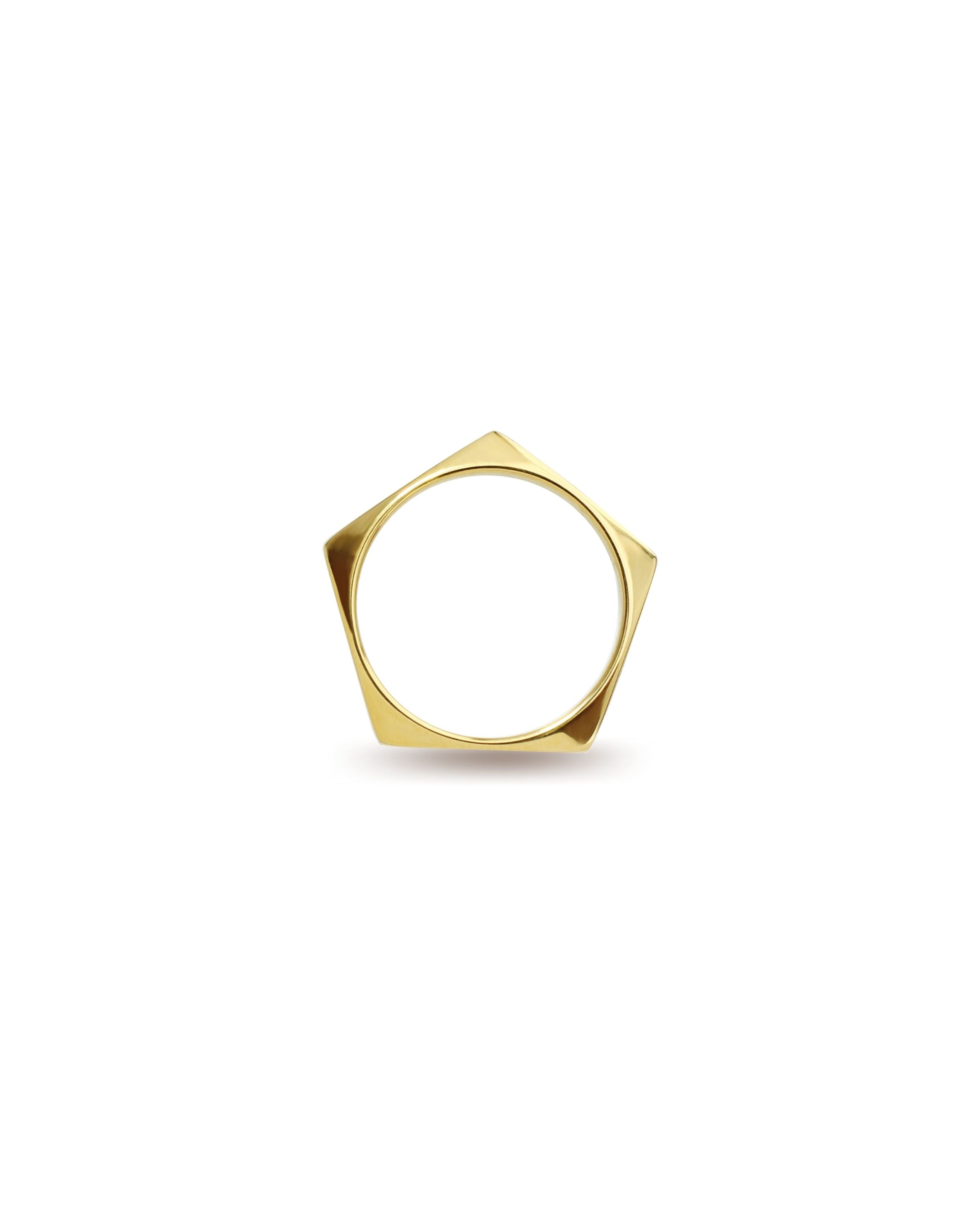 The Rhombus RING which is an 18k Gold plated pentagon shaped ring.