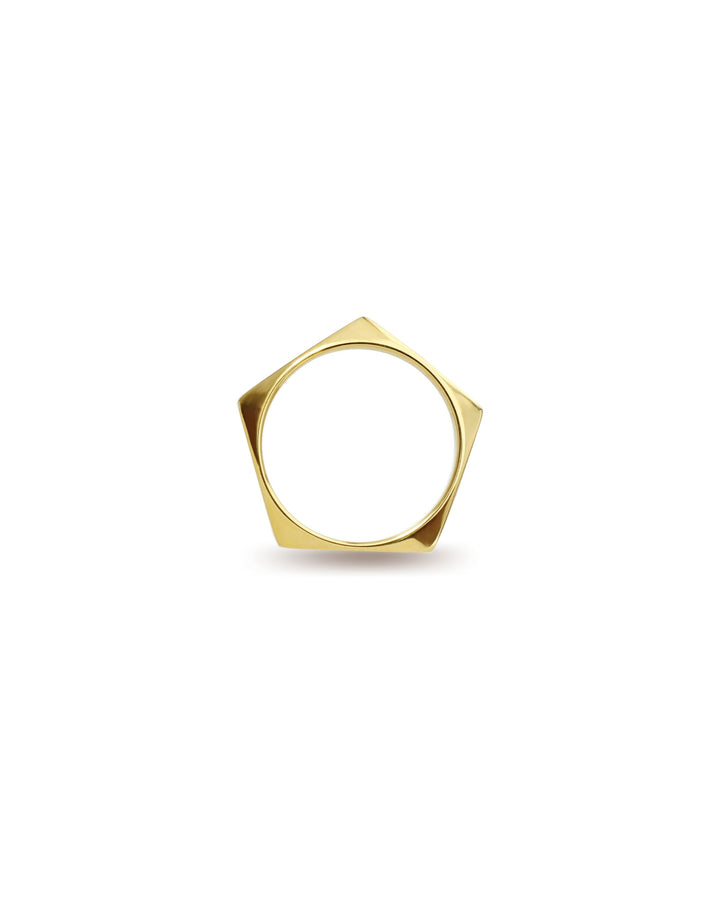 The Rhombus RING which is an 18k Gold plated pentagon shaped ring.