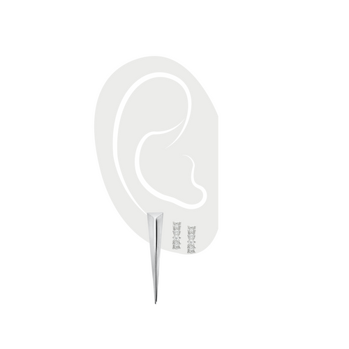 1 Pair of huggies earrings which is silver with zirconia stones (size: 0.9 mm) 1 individual silver needle earring ||| SILVER