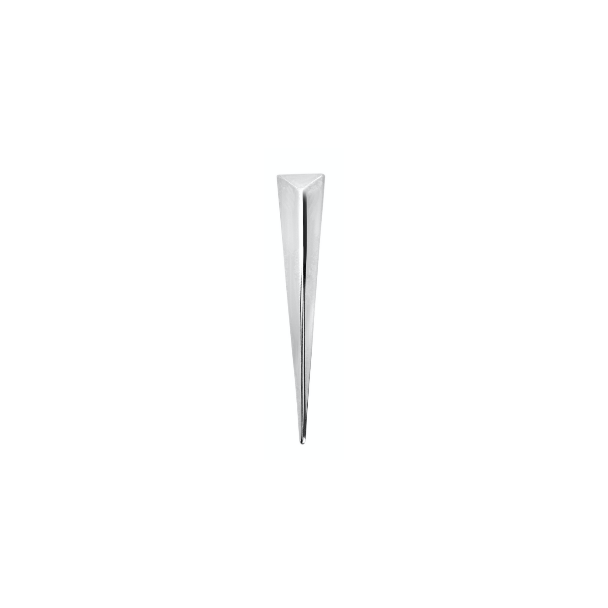 Needle earring which is a 925 sterling silver and a long triangle earring. ||| SILVER