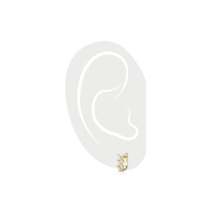 The Thin Shape Hoops, gold-tone earrings with delicate marquise-cut cubic zirconia detailing, offering an elegant and refined style.