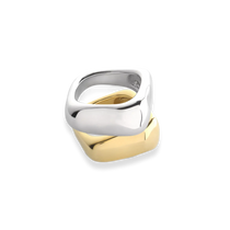 Gold and silver HIGH PEAK RING SET featuring two bold, sculptural rings with a modern, chunky design and high-shine finish.