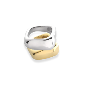 Gold and silver HIGH PEAK RING SET featuring two bold, sculptural rings with a modern, chunky design and high-shine finish.