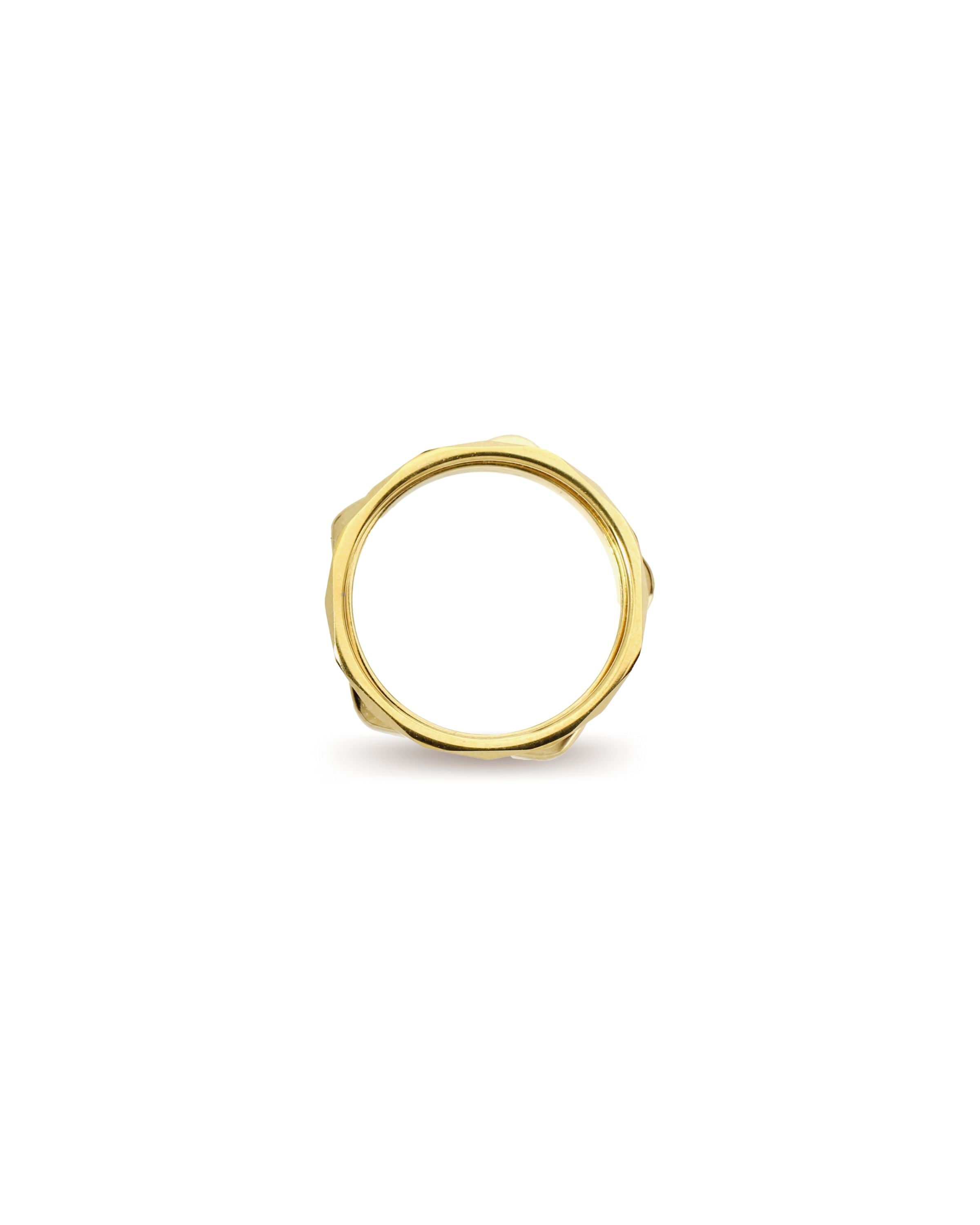 The THIN STACK RING which includes 2 18k Gold plated rings. One is the Rhombus ring with the shape of pentagon and the other is THE THIN RING.