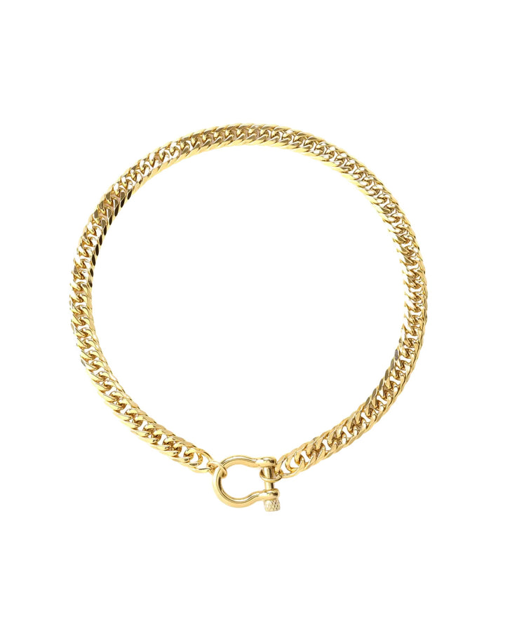 The Herradura Tropicana, a bold gold-tone necklace with a sleek chain design and signature Herradura clasp, perfect for any statement look. ||| GOLD