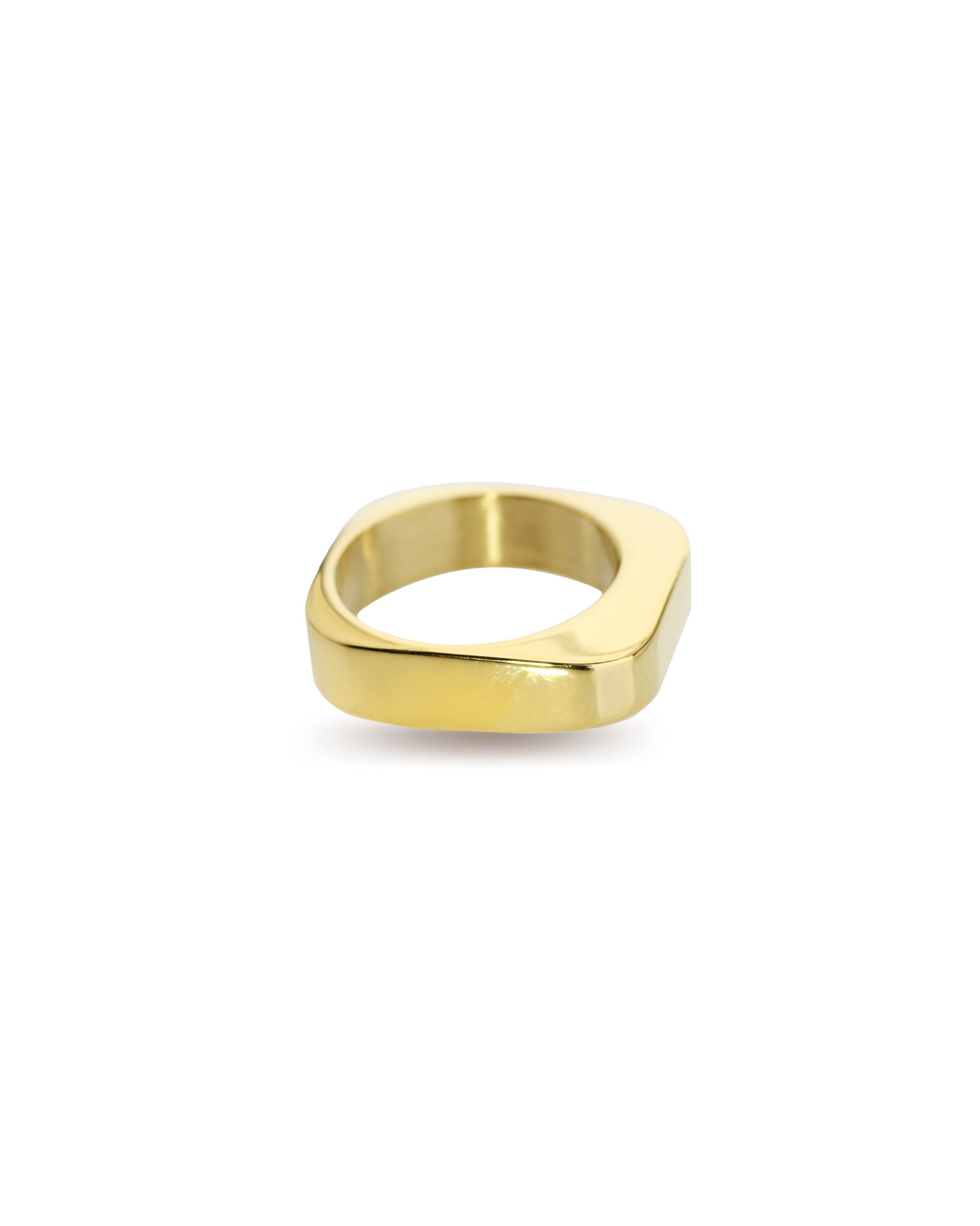 The RECTANGLE RING which is an 18k Gold plated rectangular shaped ring.