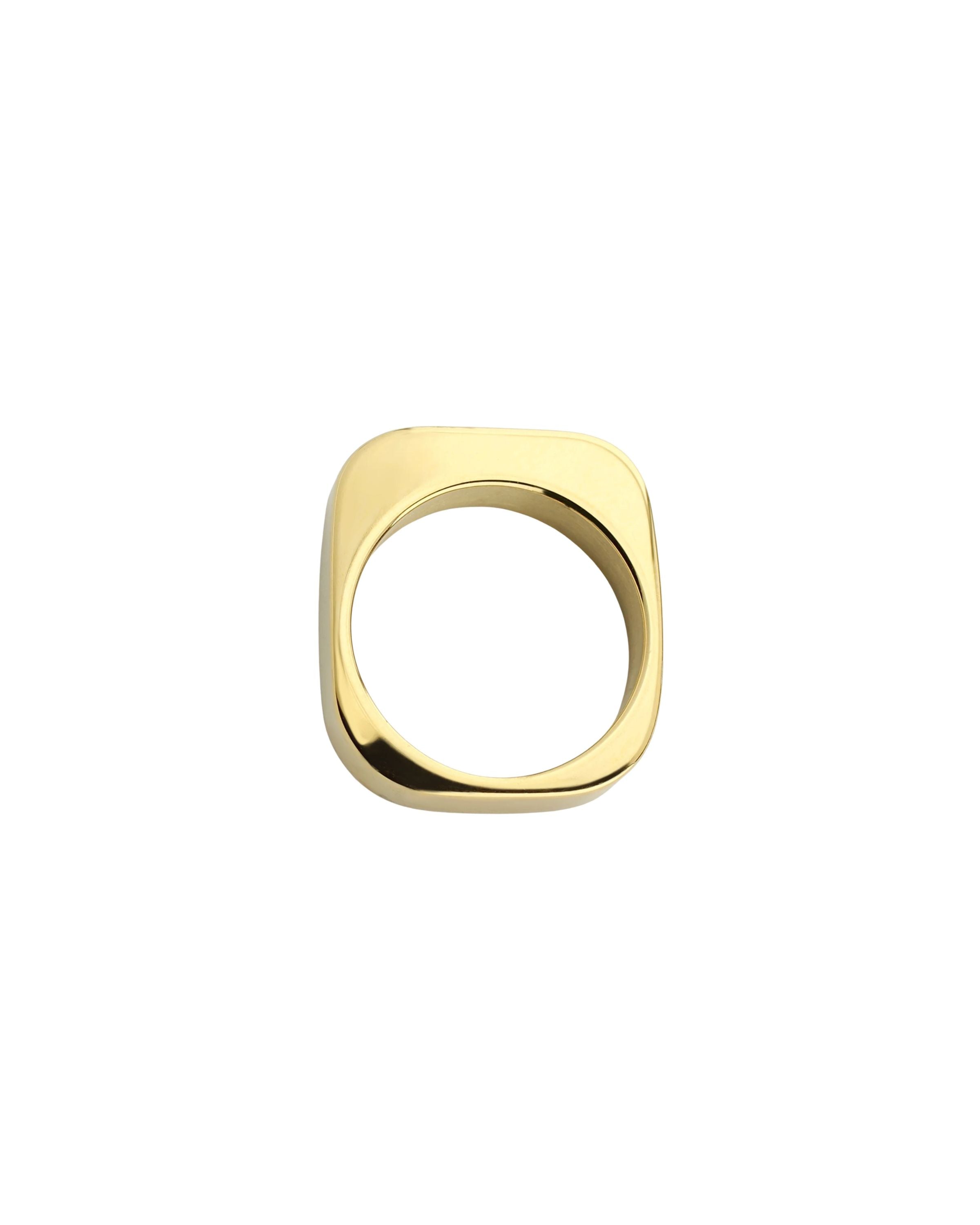 The RECTANGLE RING which is an 18k Gold plated rectangular shaped ring.