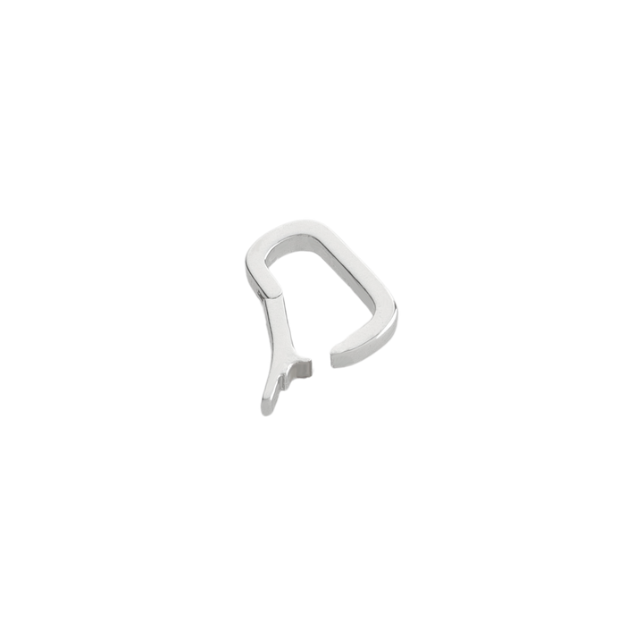 The Can Opener Clasp, a sleek ssilver-tone clasp designed for secure fastening, adding a bold and modern touch to any necklace or bracelet.