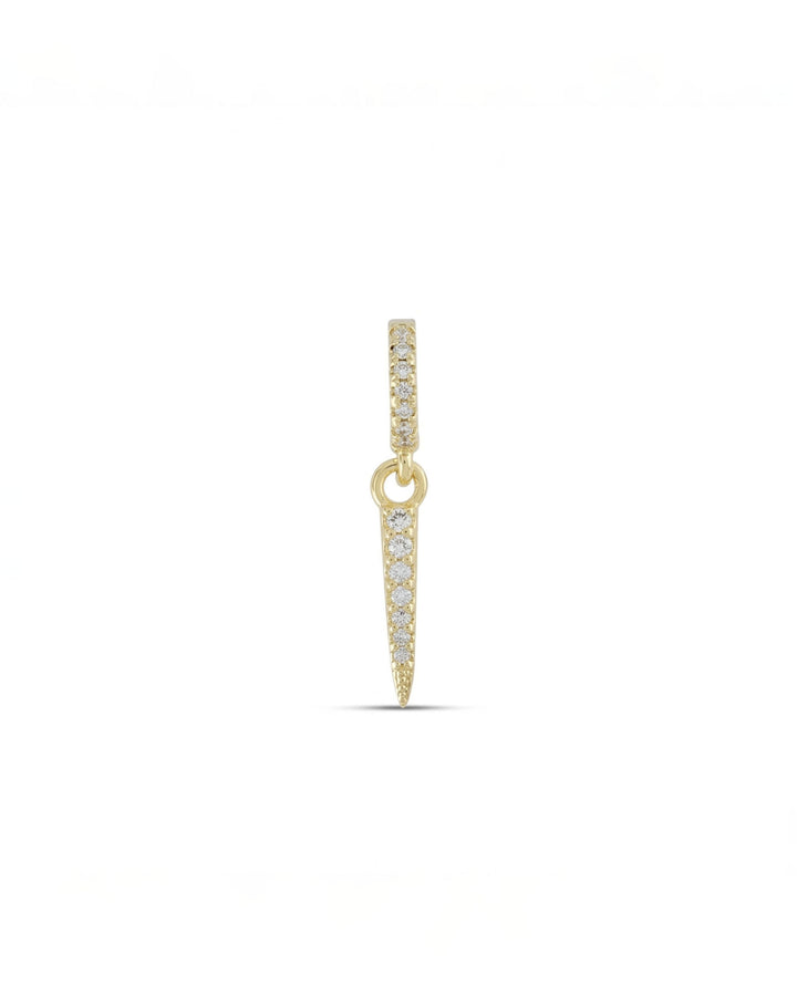 The JUST CLICK SPIKE CHARM which is made of Sterling silver 18k gold plated encrusted zirconia long spike charm.