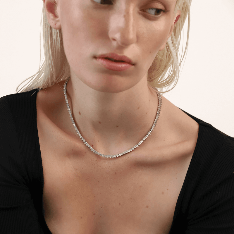 THREE PRONG DIAMOND TENNIS NECKLACE — Sandy Moss Jewelry