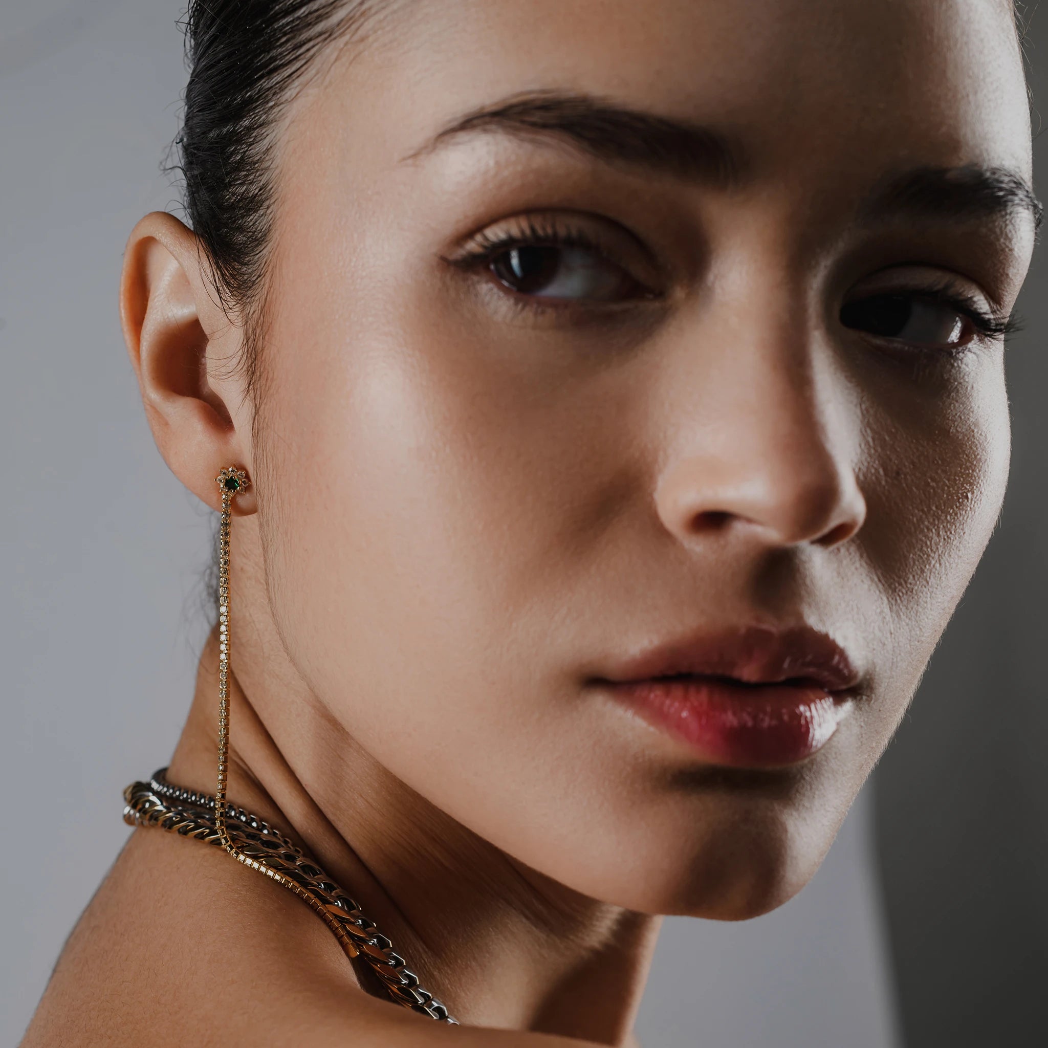 TENNIS EARRING CHAIN – Artizan Joyeria TENNIS EARRING CHAIN – Artizan Joyeria