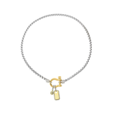 The Herradura Signature Charm Party, a mixed-metal necklace featuring a silver chain, gold-tone clasp, and 2 charm accents. ||| GOLD