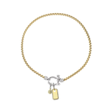 The Herradura Signature Charm Party, a mixed-metal necklace featuring a gold chain, silver-tone herradura clasp, and 2 charm accents. ||| SILVER
