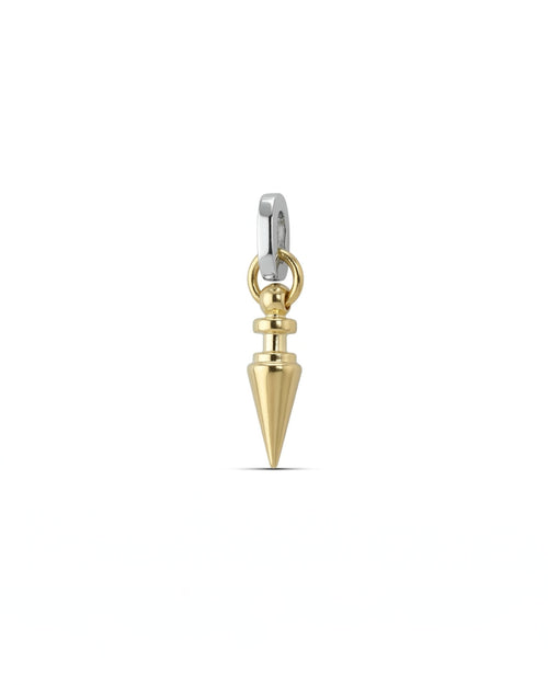 The LINK SPIKE CHARM which is a gold spike charm with silver link.