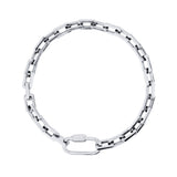 The Carabiner Square Puerto Necklace, which is a silver chain necklace featuring a unique silver carabiner clasp. ||| SILVER